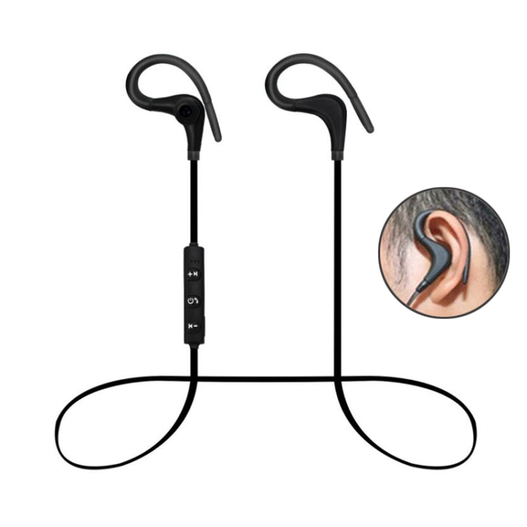 AiWei BT-01 Wireless Bluetooth Earphone with Microphone Hook Sports Earphone(Black) - HoMEdemic™ 