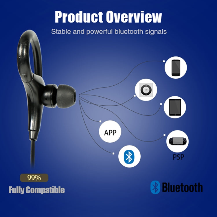 AiWei BT-01 Wireless Bluetooth Earphone with Microphone Hook Sports Earphone(Blue) - HoMEdemic™ 