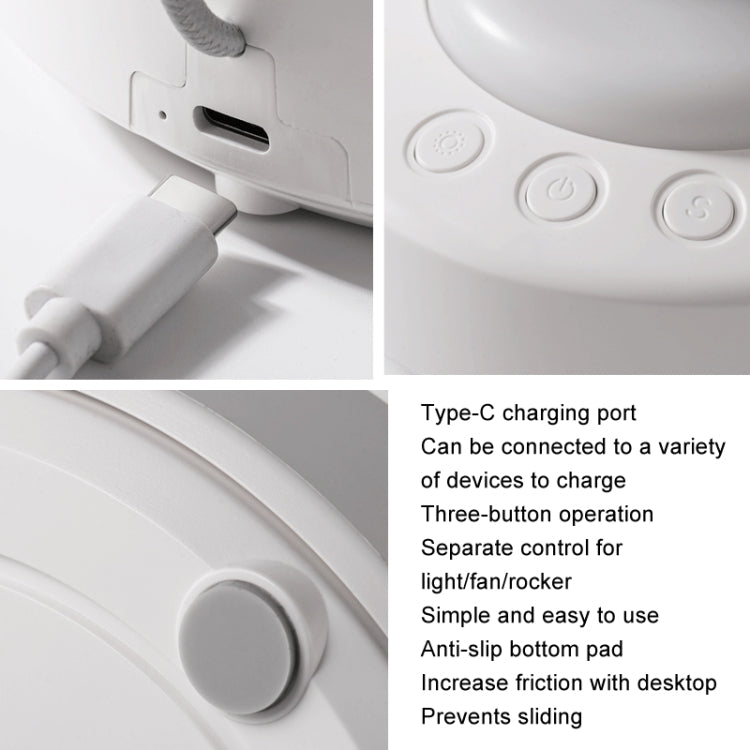 Air Circulation Fan Automatic Oscillating Head Desktop Fan With LED Light(White) - HoMEdemic™ 