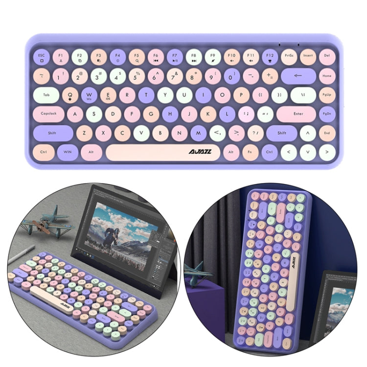 Ajazz 308I 84 Keys Tablet Computer Notebook Home Office Punk Bluetooth Keyboard(Milk Tea Color) - HoMEdemic™ 