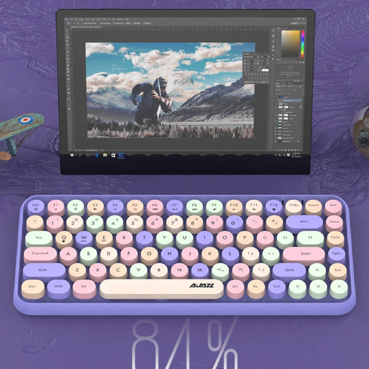 Ajazz 308I 84 Keys Tablet Computer Notebook Home Office Punk Bluetooth Keyboard(Milk Tea Color) - HoMEdemic™ 