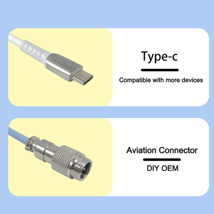 Ajazz AL60 USB To Type-C/USB-C Keyboard Extension Line Single Hole Connector, Cable Length: 2.3m(Sky Blue) - HoMEdemic™ 