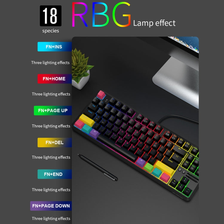 Ajazz K870T 87-Key Hot Swap Bluetooth/Wired Dual Mode RGB Backlight Office Game Mechanical Keyboard Tea Shaft (Black) - HoMEdemic™ 