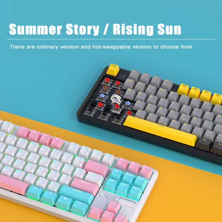 Ajazz K870T Pro 87 Keys Three Mode Wireless/Bluetooth/Wired Pluggable RGB Mechanical Keyboard Red Shaft (White) - HoMEdemic™ 