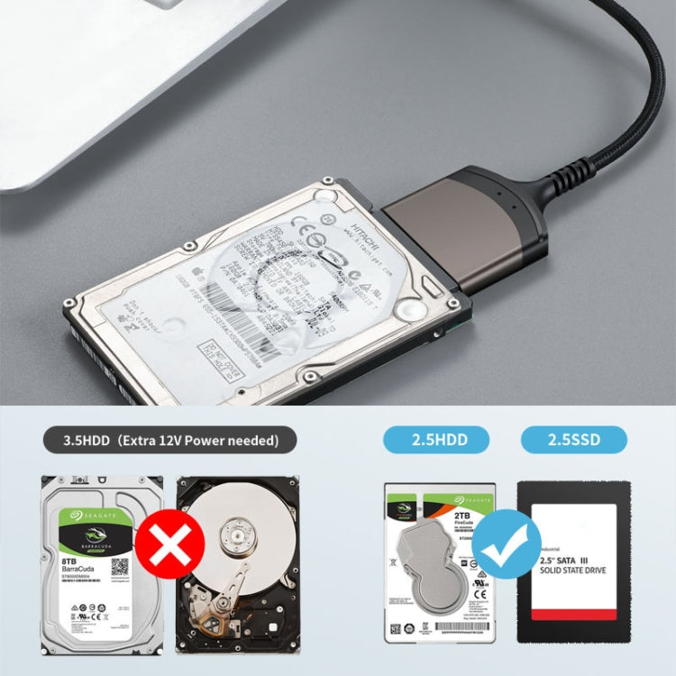 Aluminum Easy Drive Line USB3.0 To SATA Hard Disk Data Cable Supports 2.5 Inch SATA 22P, Length: 20cm - HoMEdemic™ 