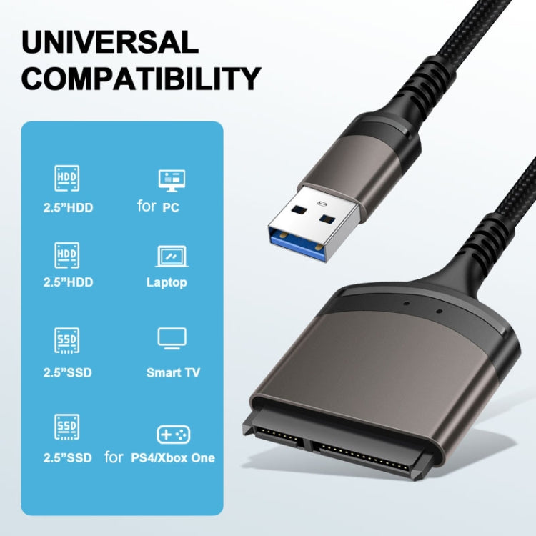 Aluminum Easy Drive Line USB3.0 To SATA Hard Disk Data Cable Supports 2.5 Inch SATA 22P, Length: 20cm - HoMEdemic™ 