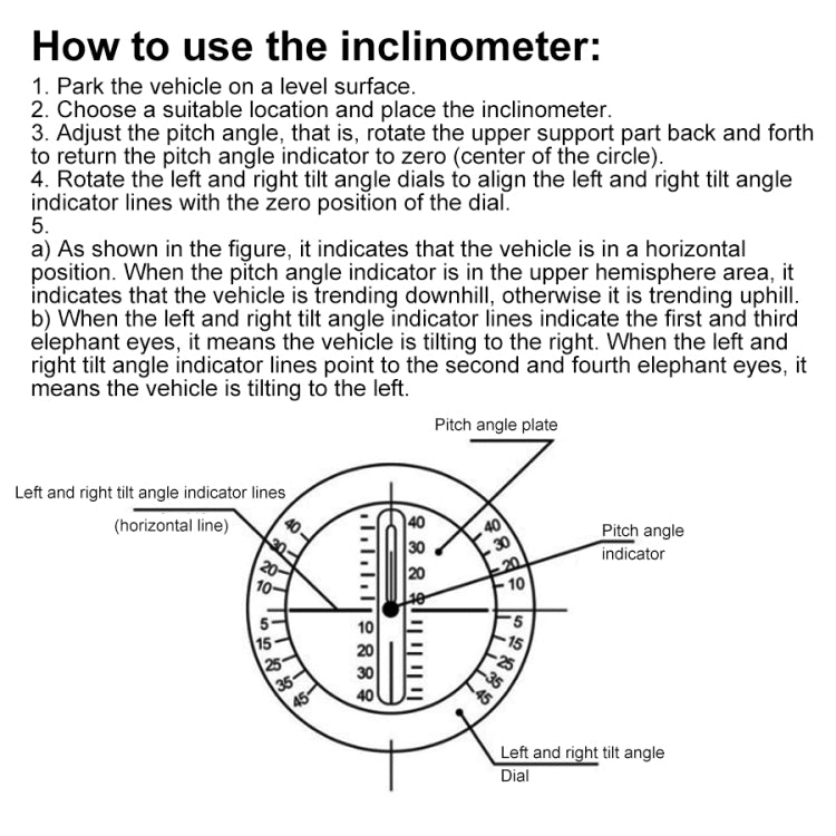Angle Slope Tilt Indicator Level Meter Slopemeter Finder Tool Car Vehicle Inclinometer Gauge, PDY-1 - HoMEdemic™ 