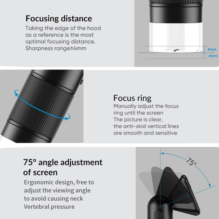 Apexel APL-MS008 Circuit Board Detection Amplification Delay Photography HD Microscopic Lens With Screen(Black) - HoMEdemic™ 