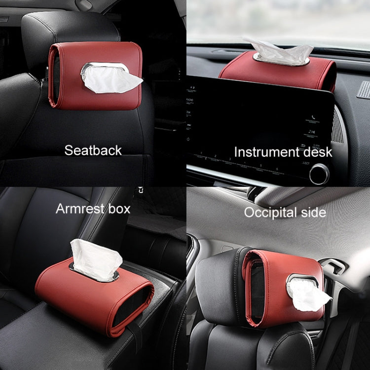 Auto Armrest Tissue Box Car Seat Back Hanging Napkin Pack Cover(Wine Red) - HoMEdemic™ 