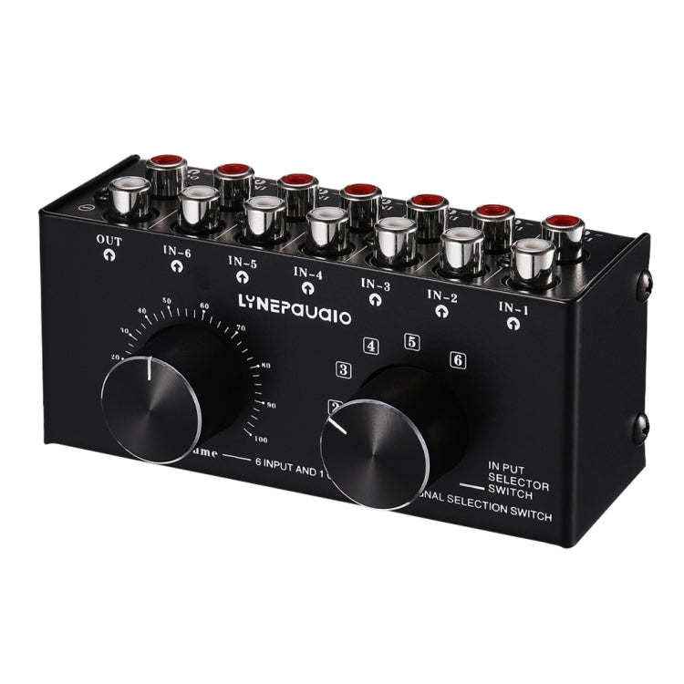 B016 6 Input 1 Output Audio Signal Source Selection Switcher, Output Volume Adjustment Control RCA Port, 6 Input 1 Output - HoMEdemic™ 