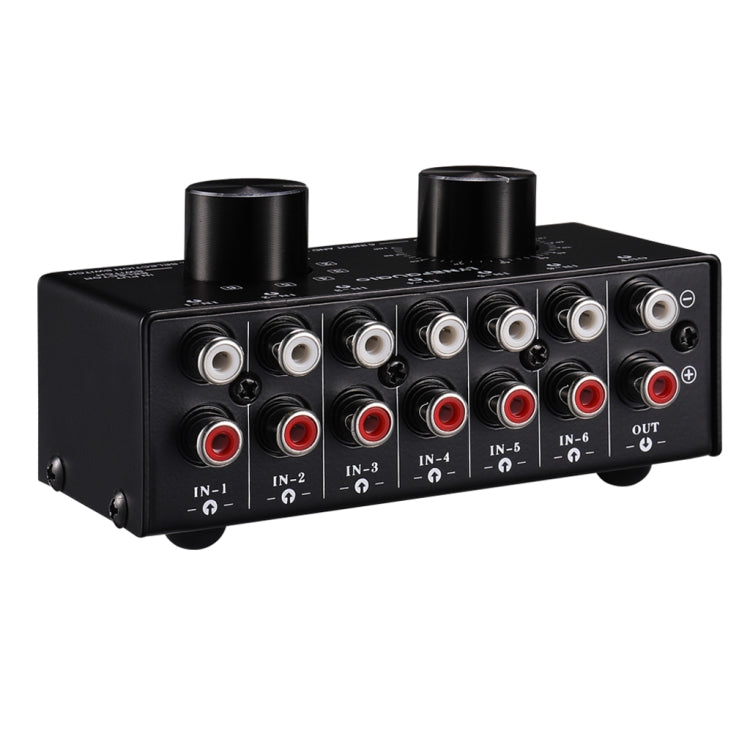 B016 6 Input 1 Output Audio Signal Source Selection Switcher, Output Volume Adjustment Control RCA Port, 6 Input 1 Output - HoMEdemic™ 