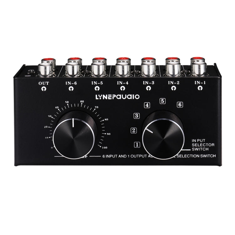 B016 6 Input 1 Output Audio Signal Source Selection Switcher, Output Volume Adjustment Control RCA Port, 6 Input 1 Output - HoMEdemic™ 