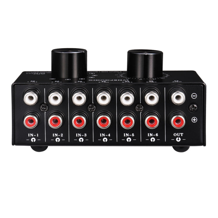 B016 6 Input 1 Output Audio Signal Source Selection Switcher, Output Volume Adjustment Control RCA Port, 6 Input 1 Output - HoMEdemic™ 