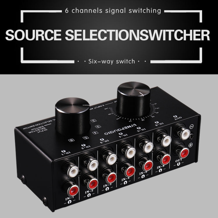 B016 6 Input 1 Output Audio Signal Source Selection Switcher, Output Volume Adjustment Control RCA Port, 6 Input 1 Output - HoMEdemic™ 