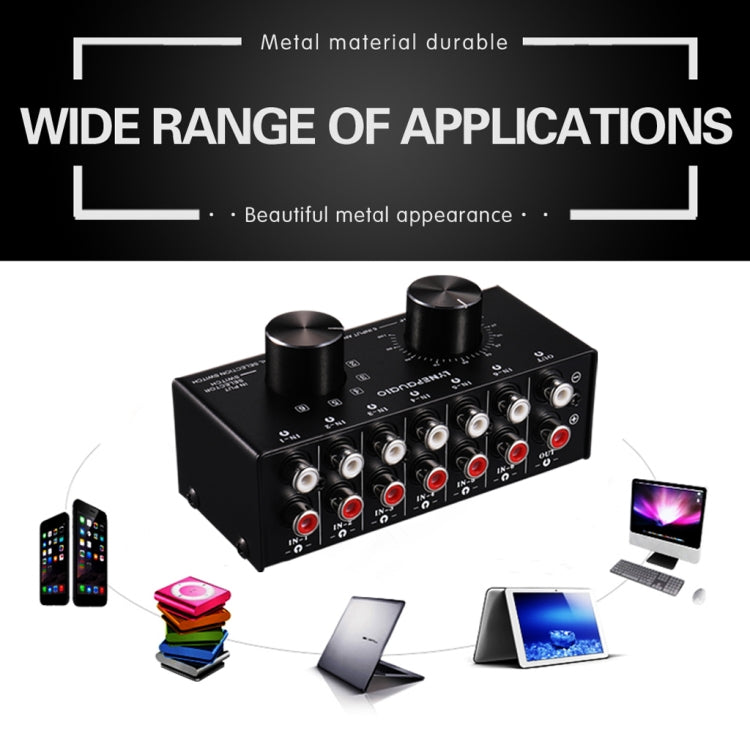 B016 6 Input 1 Output Audio Signal Source Selection Switcher, Output Volume Adjustment Control RCA Port, 6 Input 1 Output - HoMEdemic™ 