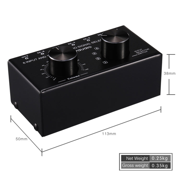 B016 6 Input 1 Output Audio Signal Source Selection Switcher, Output Volume Adjustment Control RCA Port, 6 Input 1 Output - HoMEdemic™ 
