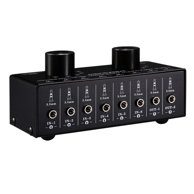 B027 6 input 2 output or 2 input 6 output audio signal source selection switcher 3.5mm interface - HoMEdemic™ 