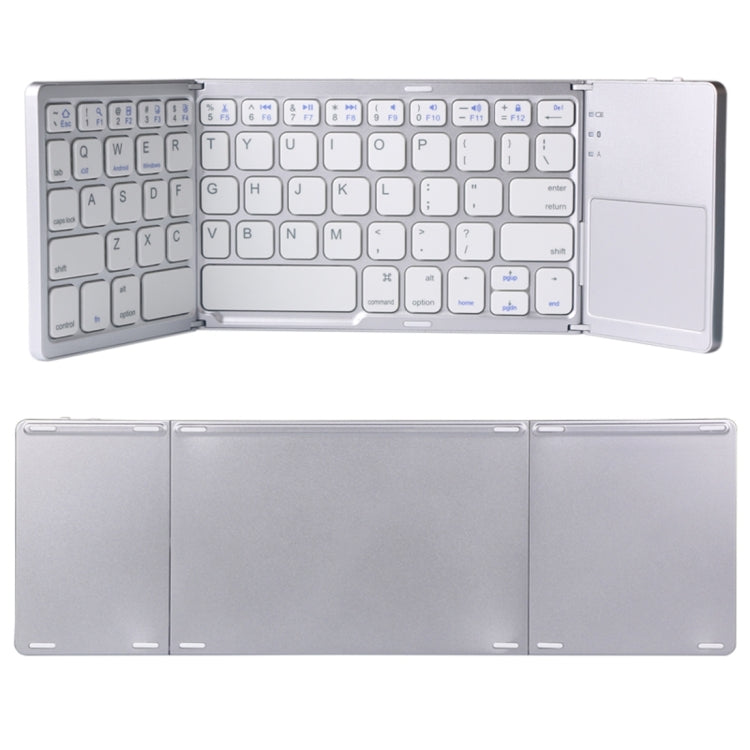 B033 Rechargeable 3-Folding 64 Keys Bluetooth Wireless Keyboard with Touchpad(Silver) - HoMEdemic™ 