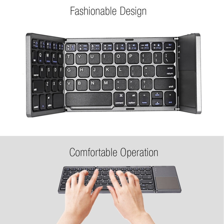 B033 Rechargeable 3-Folding 64 Keys Bluetooth Wireless Keyboard with Touchpad(Silver) - HoMEdemic™ 