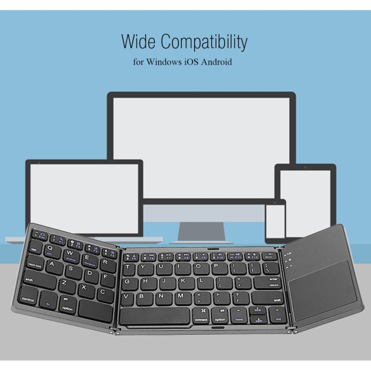 B033 Rechargeable 3-Folding 64 Keys Bluetooth Wireless Keyboard with Touchpad(Silver) - HoMEdemic™ 