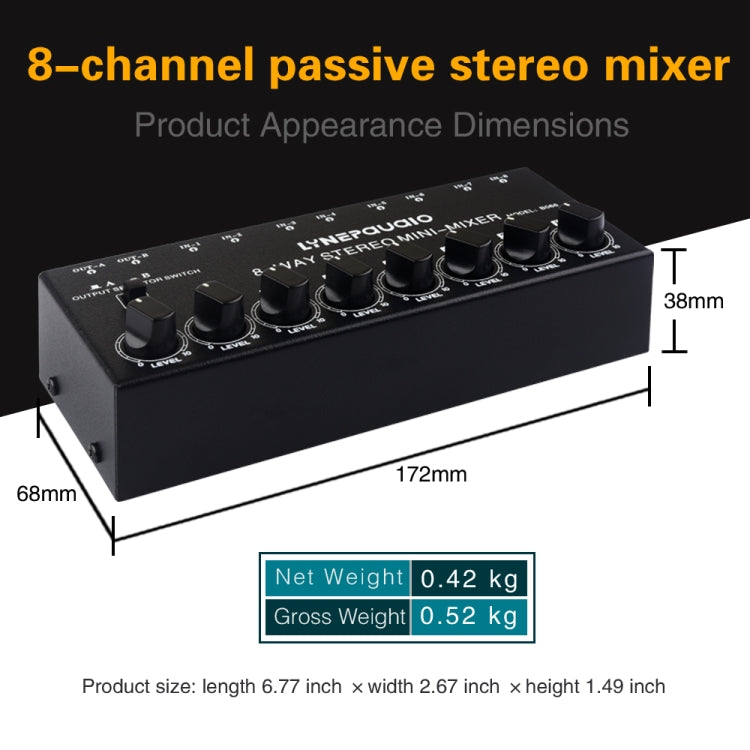 B066 Mini Stereo 8 Channel RCA Non Source Sound Passive Mixer, No Power Supply, 8 Channel RCA - HoMEdemic™ 