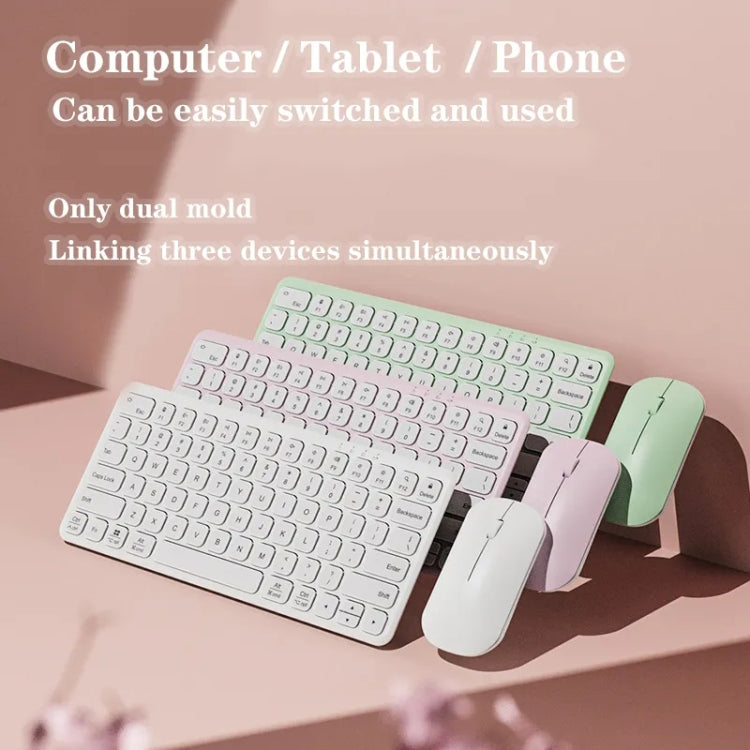 B087 2.4G Portable 78 Keys Dual Mode Wireless Bluetooth Keyboard And Mouse, Style: Keyboard Mouse Set Green - HoMEdemic™ 