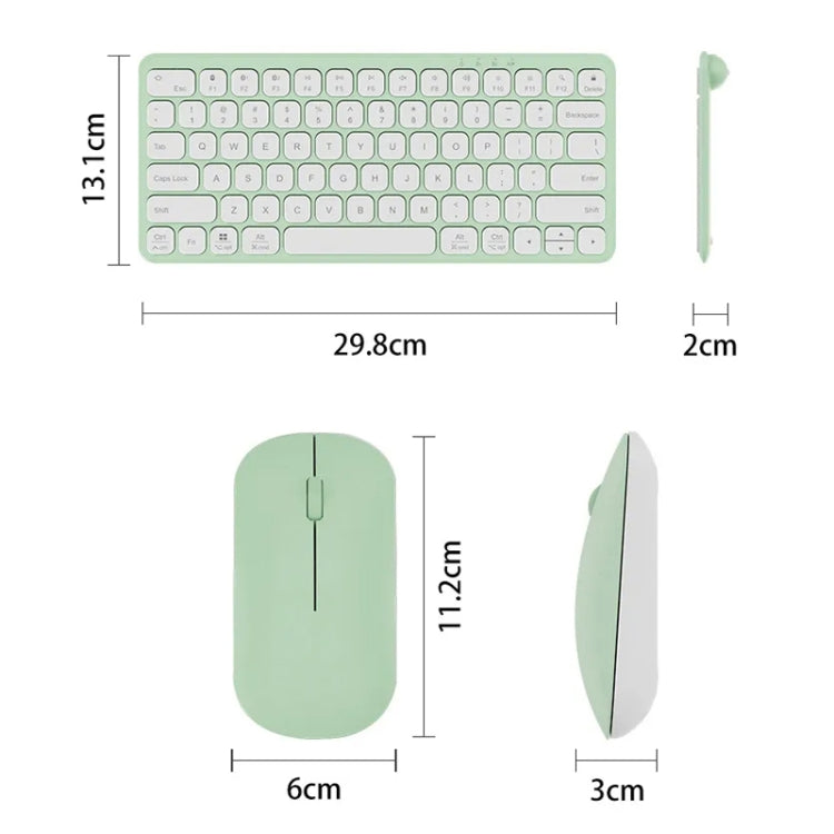 B087 2.4G Portable 78 Keys Dual Mode Wireless Bluetooth Keyboard And Mouse, Style: Keyboard Mouse Set Green - HoMEdemic™ 