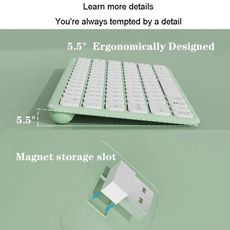 B087 2.4G Portable 78 Keys Dual Mode Wireless Bluetooth Keyboard And Mouse, Style: Keyboard Mouse Set Green - HoMEdemic™ 
