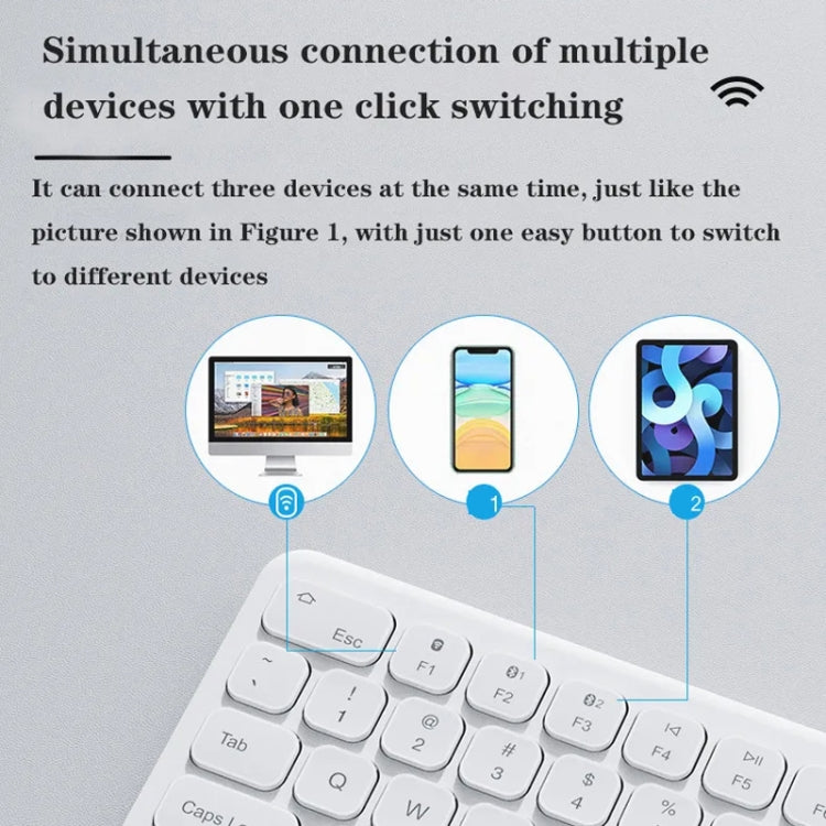 B087 2.4G Portable 78 Keys Dual Mode Wireless Bluetooth Keyboard And Mouse, Style: Keyboard Mouse Set White - HoMEdemic™ 