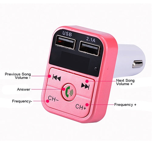 B2 Dual USB Charging Bluetooth FM Transmitter MP3 Music Player Car Kit, Support Hands-Free Call  & TF Card & U Disk, B2 (Rose Gold) - HoMEdemic™ 