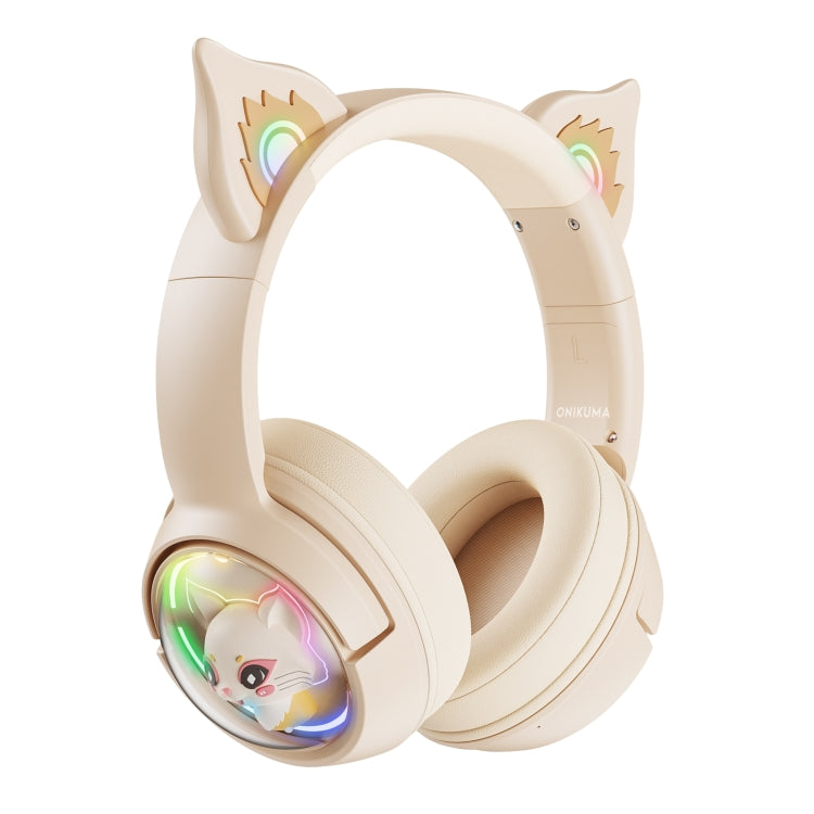 B5 Cat Ear Design USB-C / Type-C RGB Wireless Bluetooth HiFi Headset (Beige) - HoMEdemic™ 