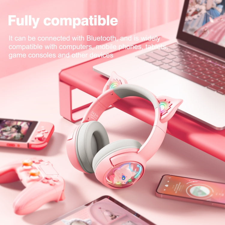 B5 Cat Ear Design USB-C / Type-C RGB Wireless Bluetooth HiFi Headset (Pink) - HoMEdemic™ 