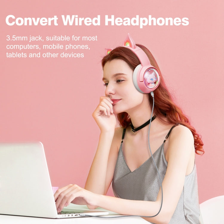 B5 Cat Ear Design USB-C / Type-C RGB Wireless Bluetooth HiFi Headset (Pink) - HoMEdemic™ 