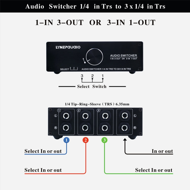 B833 Passive Speaker Stereo Switch Loudspeaker,  1 Input and 3 Output or 3 Input and 1 Output - HoMEdemic™ 