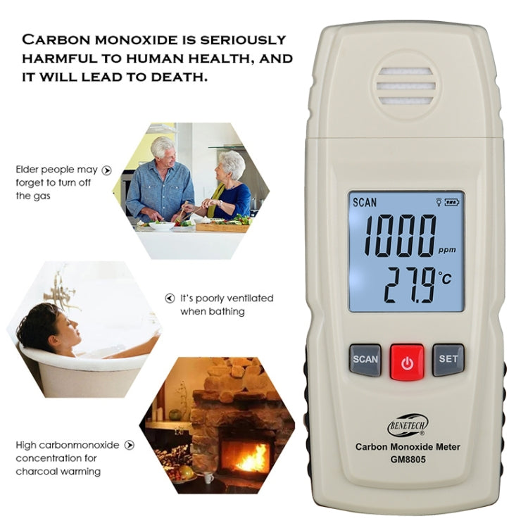 BENETECH GM8805 Portable Digital Carbon Monoxide Meter, Battery Not Included - HoMEdemic™ 