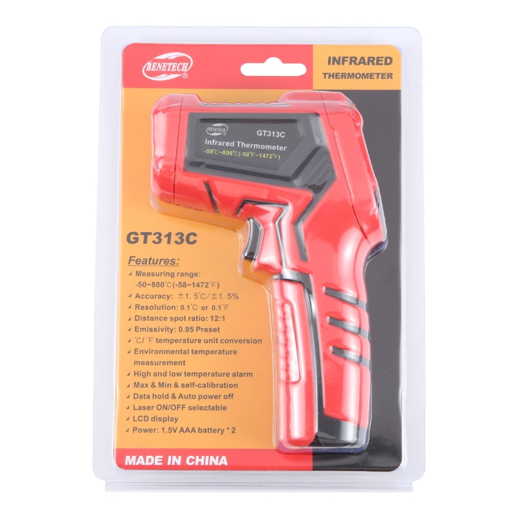 BENETECH GT313C LCD Display Infrared Thermometer, Battery Not Included - HoMEdemic™ 