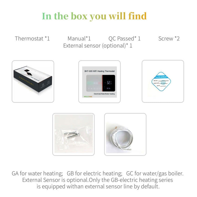 BHT-005-GCLW 220V AC 3A Smart Home Heating Thermostat for EU Box, Control Boiler Heating with Only Internal Sensor & WIFI Connection, BHT-005-GCLW - HoMEdemic™ 