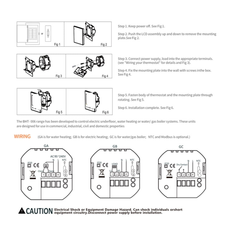 BHT-006GBLW 95-240V AC 16A Smart Home Heating Thermostat for EU Box, Control Electric Heating with Only Internal Sensor & External Sensor & WiFi Connection, BHT-006GBLW - HoMEdemic™ 