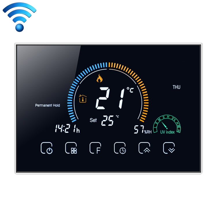 BHT-8000-GCLW Controlling Water/Gas Boiler Heating Energy-saving and Environmentally-friendly Smart Home Negative Display LCD Screen Round Room Thermostat with WiFi, with WiFi Black, with WiFi White - HoMEdemic™ 