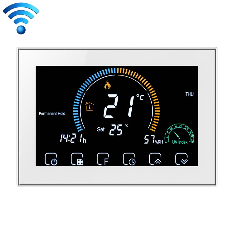BHT-8000-GCLW Controlling Water/Gas Boiler Heating Energy-saving and Environmentally-friendly Smart Home Negative Display LCD Screen Round Room Thermostat with WiFi, with WiFi Black, with WiFi White - HoMEdemic™ 