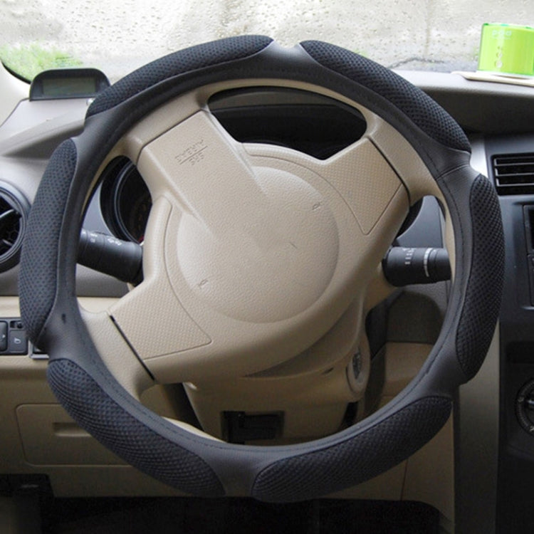 Sandwich Steering Wheel Cover, Grey and  white glue#38cm, Beige and white glue#38cm, Red and white glue#38cm, Black and white glue#38cm - HoMEdemic™ 