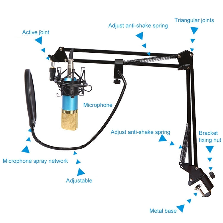 BM-800 Network K-Song Dedicated High-end Metal Shock Mount Microphone Set, BM800 Kit Black, BM800 Kit Pink, BM800 Kit Blue - HoMEdemic™ 