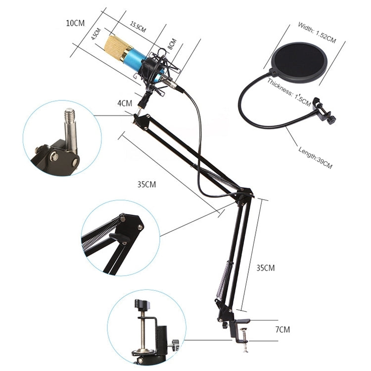 BM-800 Network K-Song Dedicated High-end Metal Shock Mount Microphone Set, BM800 Kit Black, BM800 Kit Pink, BM800 Kit Blue - HoMEdemic™ 