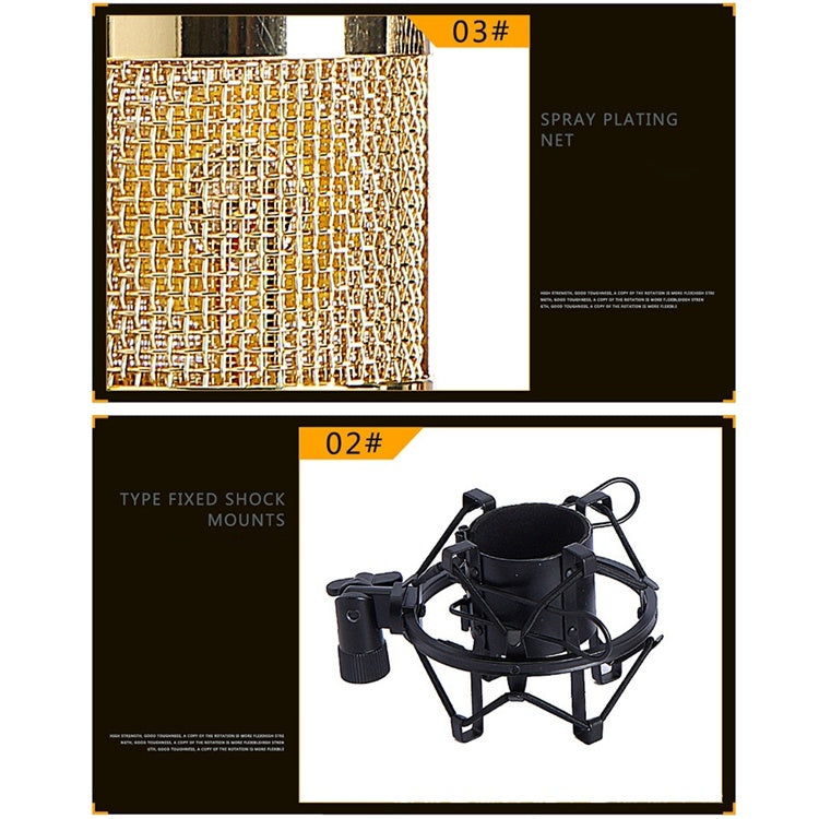 BM-800 Network K-Song Dedicated High-end Metal Shock Mount Microphone Set, BM800 Kit Black, BM800 Kit Pink, BM800 Kit Blue - HoMEdemic™ 