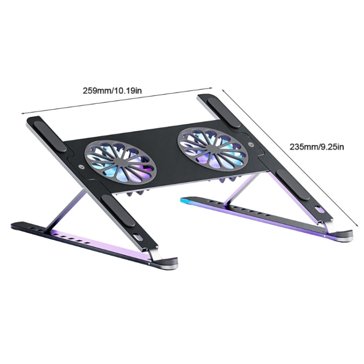 BONERUY P11F Notebook Cooling Bracket Fan Aluminum Alloy Radiator, Colour:  Silver with Type-C Cable - HoMEdemic™ 