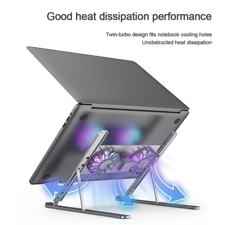 BONERUY P11F Notebook Cooling Bracket Fan Aluminum Alloy Radiator, Colour:  Silver with Type-C Cable - HoMEdemic™ 