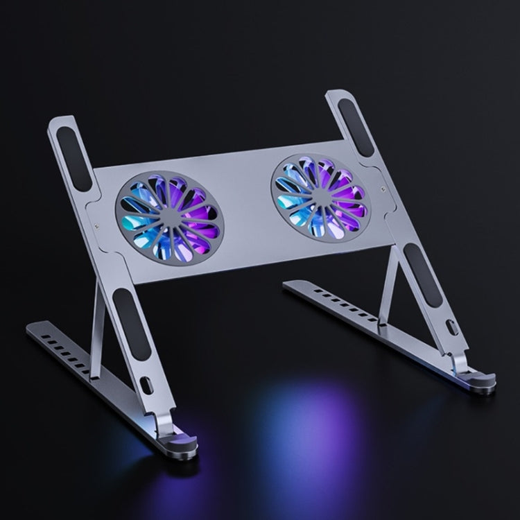 BONERUY P11F Notebook Cooling Bracket Fan Aluminum Alloy Radiator, Colour:  Silver with Type-C Cable - HoMEdemic™ 