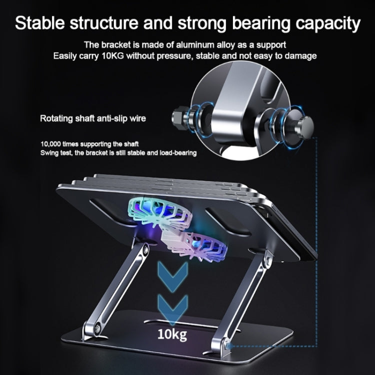 BONERUY P43F Aluminum Alloy Folding Computer Stand Notebook Cooling Stand, Colour: Silver with Type-C Cable - HoMEdemic™ 