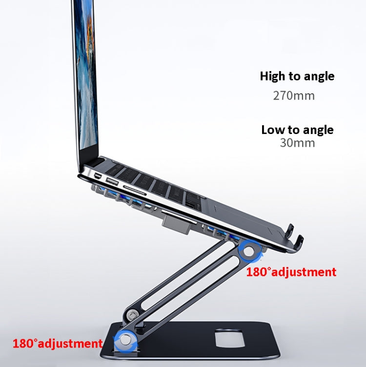 BONERUY P43F Aluminum Alloy Folding Computer Stand Notebook Cooling Stand, Colour: Silver with Type-C Cable - HoMEdemic™ 