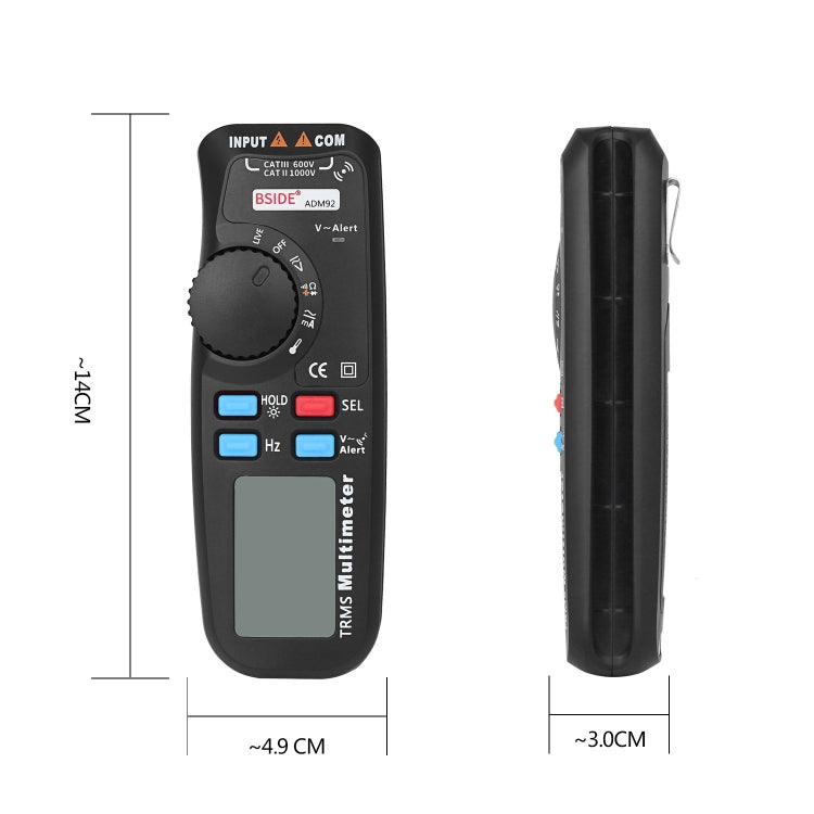 BSIDE ADM92 Handheld True RMS Digital Multimeter Auto Range 6000 Counts TRMS Tester with Live Wire Check Temp NCV Hz ohm Diode - HoMEdemic™ 